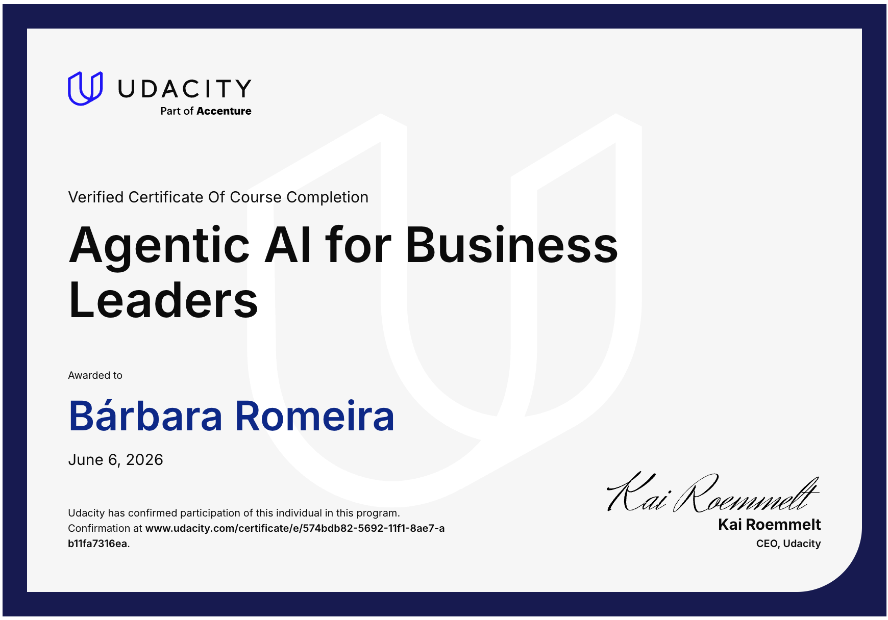 Agentic AI for Business Leaders certificate