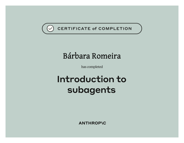 Introduction to Subagents certificate