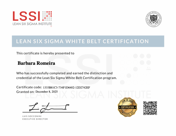 Lean Six Sigma White Belt certificate