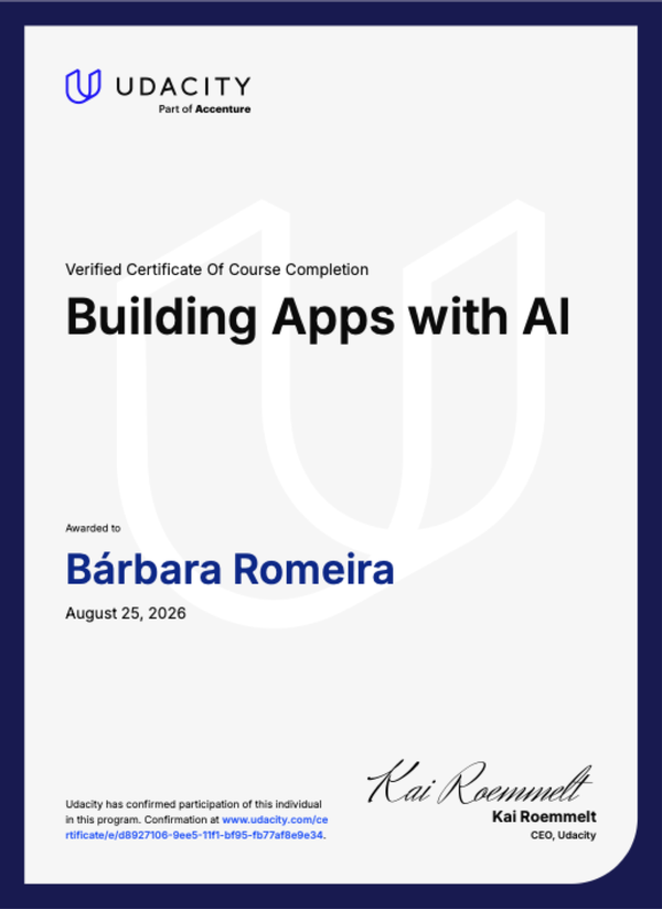 Building Apps with AI certificate